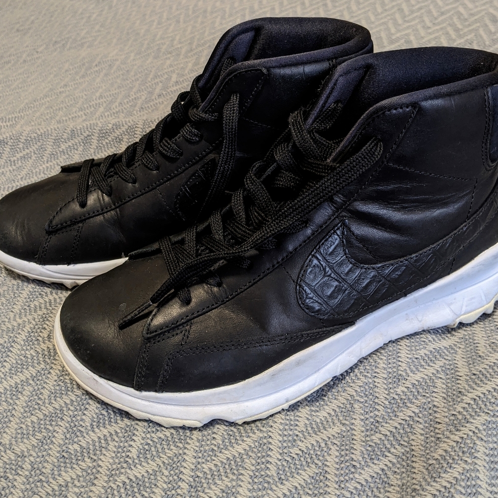 Nike Black Faux Leather High-tops